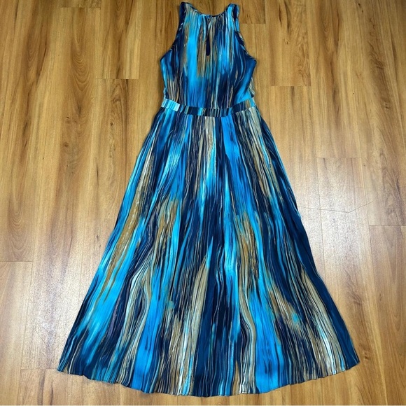 Anthropologie Paper Crown Women’s Blue and Brown Midi Dress Size 2 - Picture 8 of 16